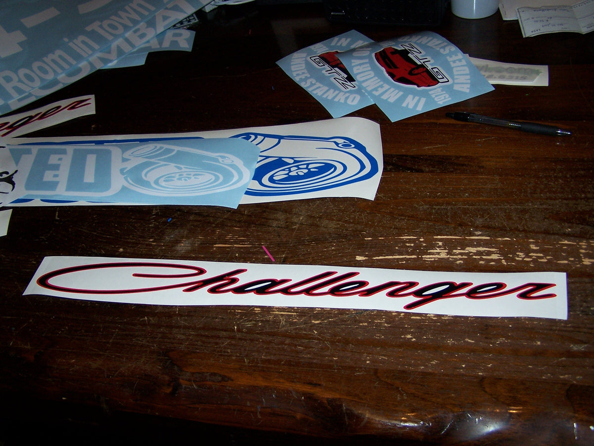 CHALLENGER WINDSHIELD DECAL BANNER CHOOSE SIZE & COLOR/COLORS