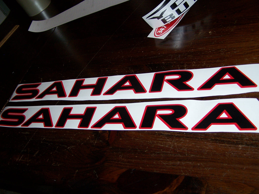 JEEP WRANGLER SAHARA HOOD VINYL DECAL SET CHOOSE 2 COLORS
