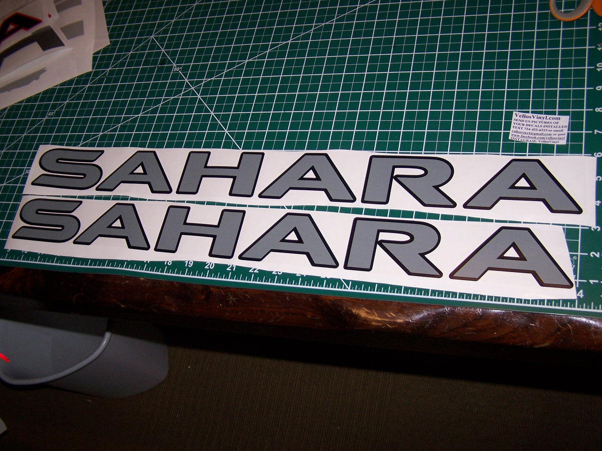 JEEP WRANGLER SAHARA HOOD VINYL DECAL SET CHOOSE 2 COLORS