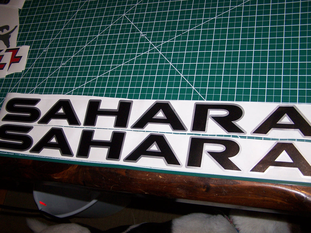 JEEP WRANGLER SAHARA HOOD VINYL DECAL SET CHOOSE 2 COLORS