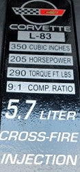 C4 Corvette 1984-1996 Console Performance Specification DECAL