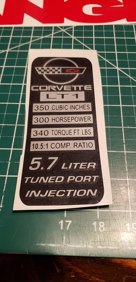 C4 Corvette 1984-1996 Console Performance Specification DECAL