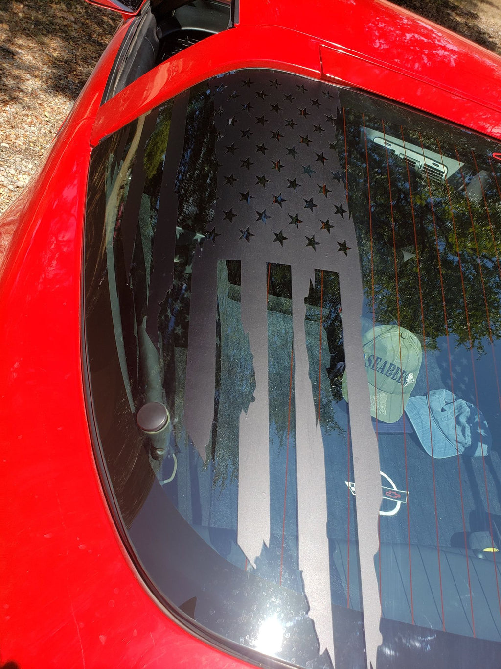 CORVETTE C4 REAR HATCH GLASS AMERICAN FLAG VINYL DECAL SET 84-96