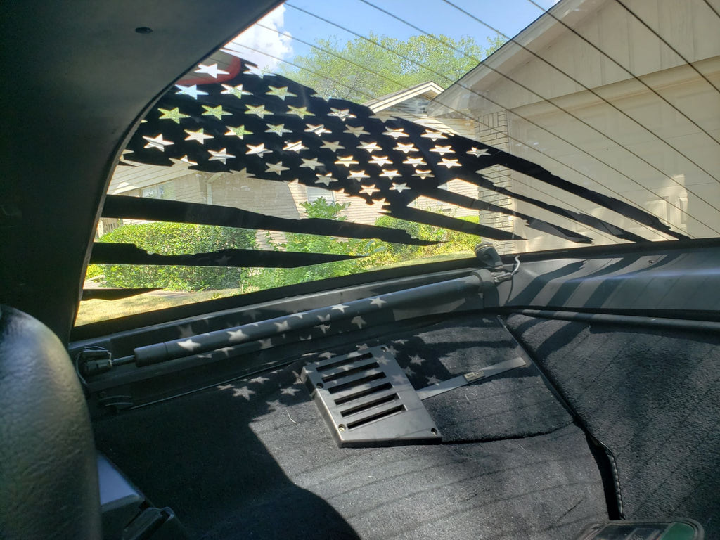 CORVETTE C4 REAR HATCH GLASS AMERICAN FLAG VINYL DECAL SET 84-96