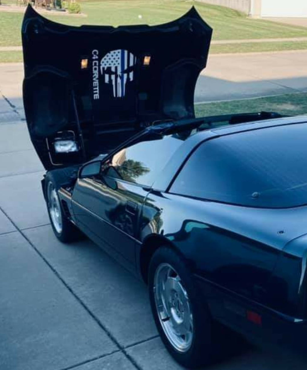CORVETTE PUNISHER DECAL FOR UNDER HOOD WITH CORVETTE TEXT