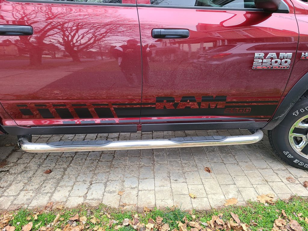 DODGE RAM VINYL ROCKER STRIPE DECAL SET CHOOSE COLOR WITH TEXT