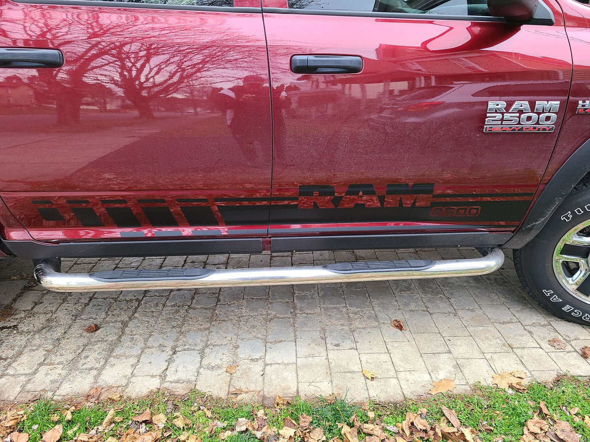 DODGE RAM VINYL ROCKER STRIPE DECAL SET CHOOSE COLOR WITH TEXT
