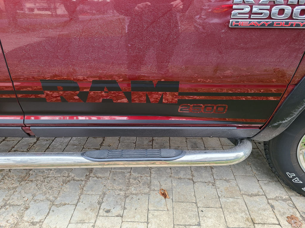 DODGE RAM VINYL ROCKER STRIPE DECAL SET CHOOSE COLOR WITH TEXT