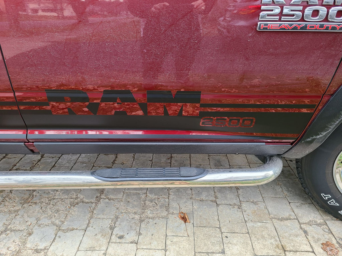 DODGE RAM VINYL ROCKER STRIPE DECAL SET CHOOSE COLOR WITH TEXT