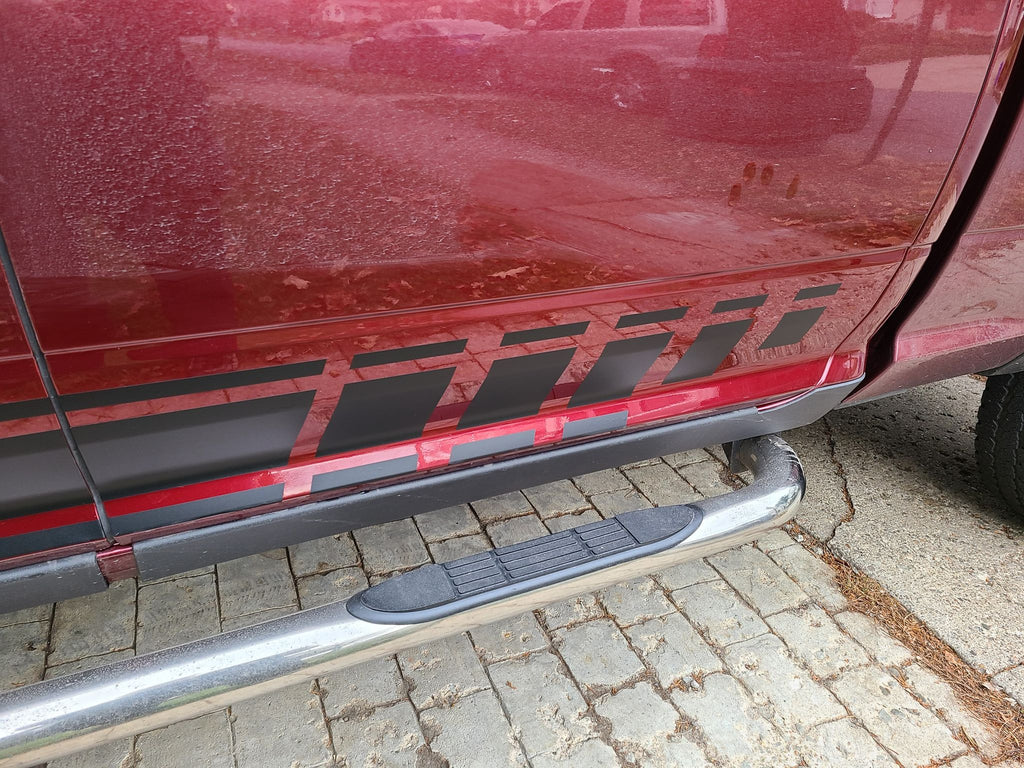 DODGE RAM VINYL ROCKER STRIPE DECAL SET CHOOSE COLOR WITH TEXT
