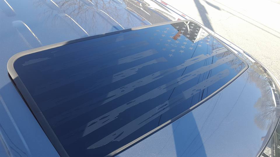 2018-UP CHEVY SILVERADO GMC SIERRA SUNROOF DISTRESSED FLAG DECAL