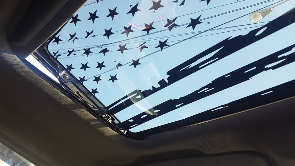 2018-UP CHEVY SILVERADO GMC SIERRA SUNROOF DISTRESSED FLAG DECAL