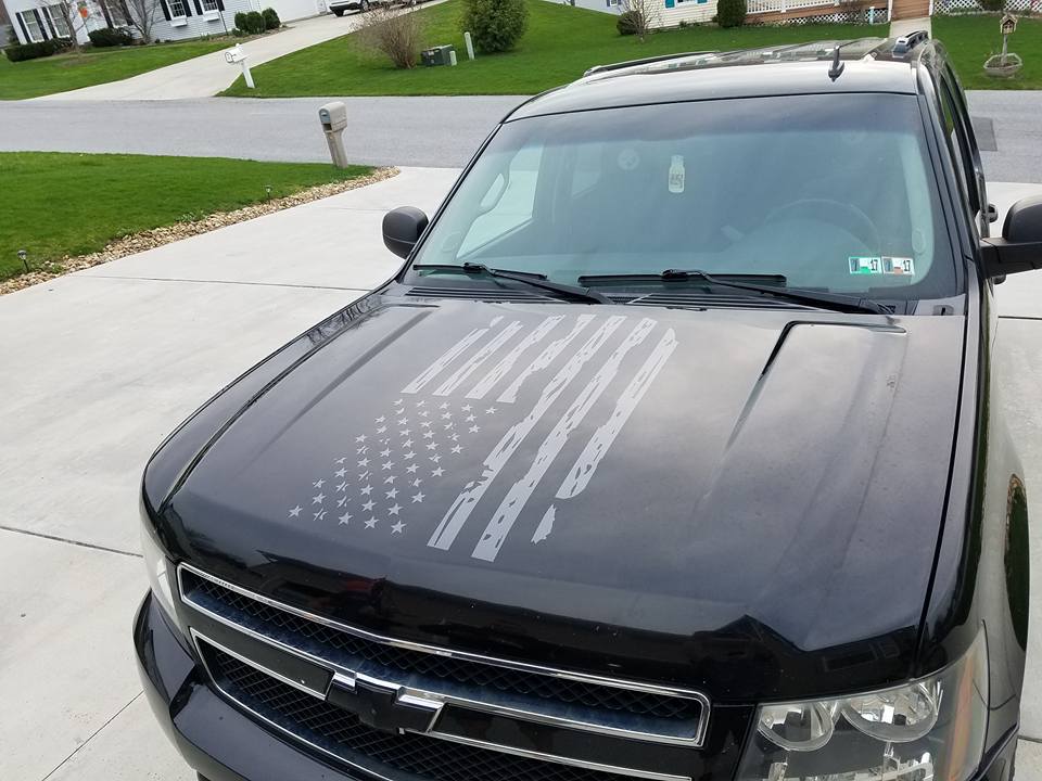 CHEVROLET GMC SUBURBAN TAHOE SILVERADO DISTRESSED FLAG DECAL