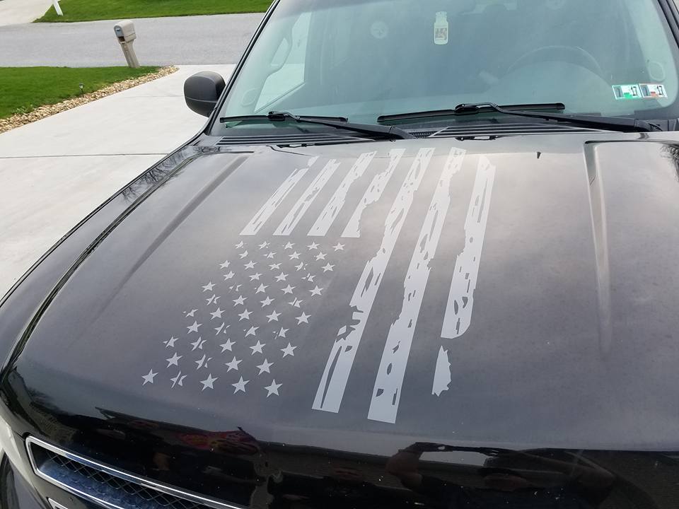 CHEVROLET GMC SUBURBAN TAHOE SILVERADO DISTRESSED FLAG DECAL