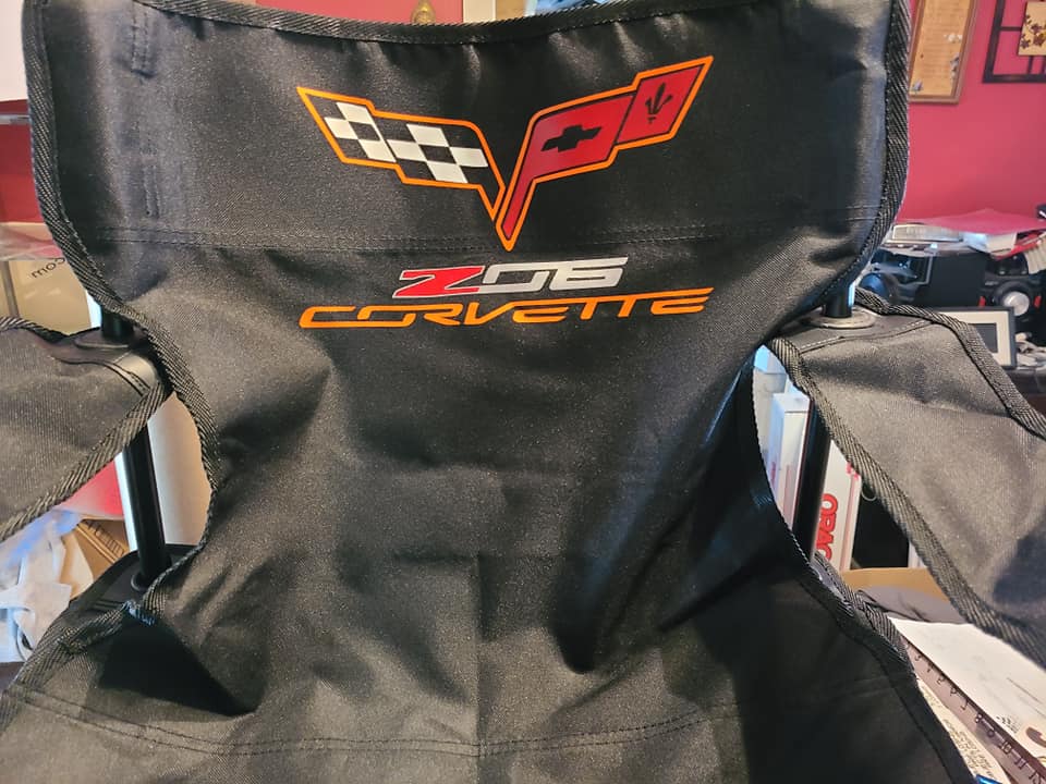 CORVETTE C6 CUSTOM CAR SHOW FOLDING CHAIR LOGO FRONT & BACK