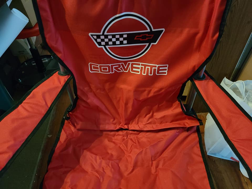 CORVETTE C4 CUSTOM CAR SHOW FOLDING CHAIR LOGO FRONT AND BACK