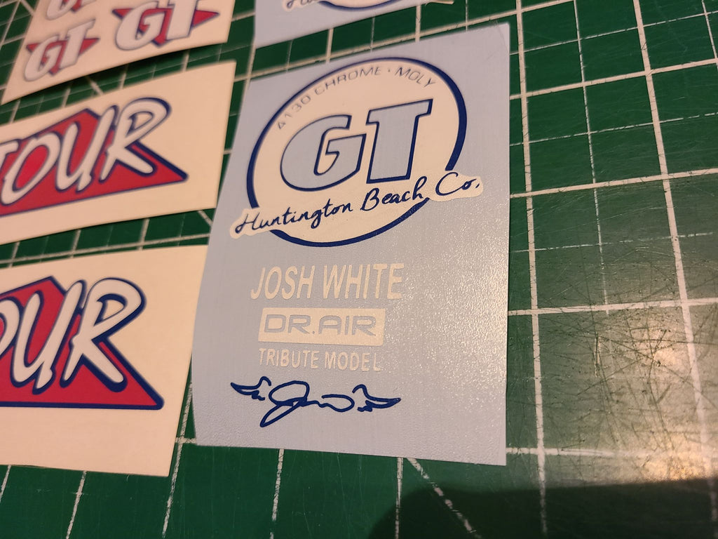 GT HUNTINGTON BEACH WORLD TOUR JOSH WHITE TRIBUTE DECAL SET BMX
