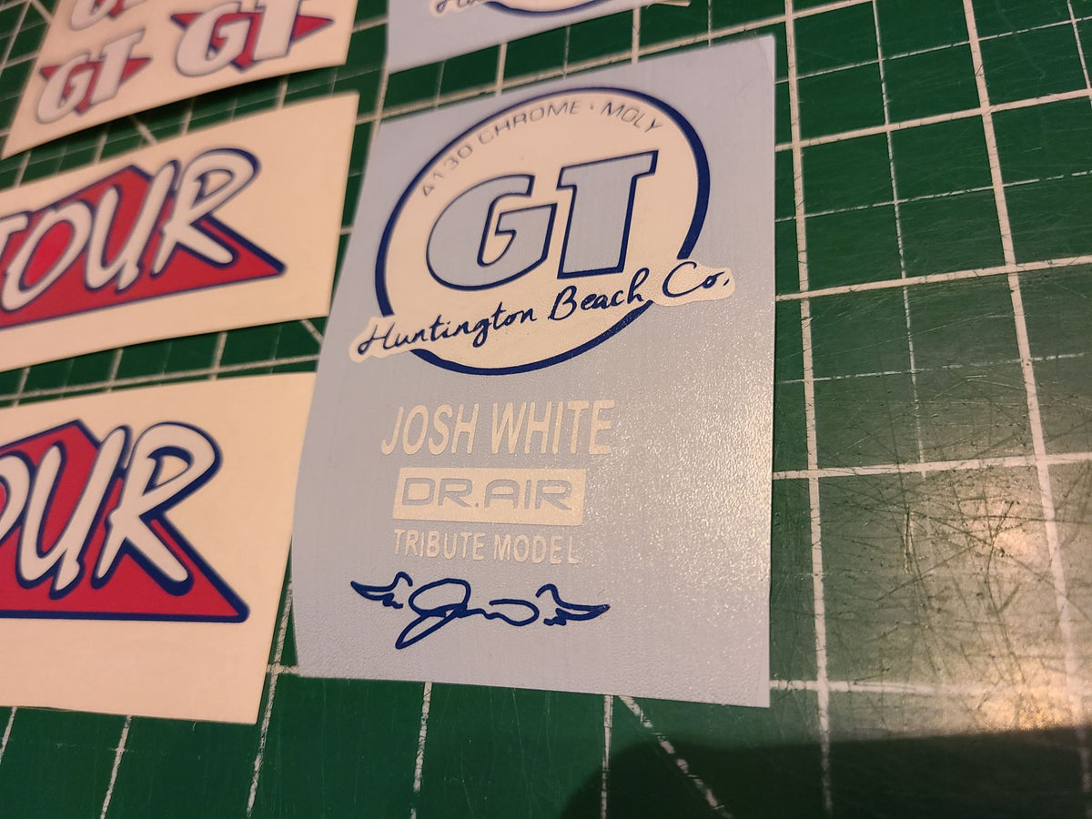 GT HUNTINGTON BEACH WORLD TOUR JOSH WHITE TRIBUTE DECAL SET BMX