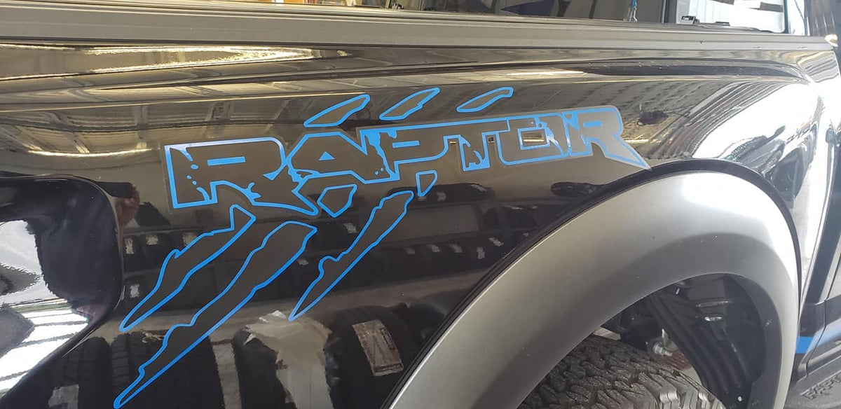 FORD RAPTOR BEDSIDE QUARTER PANEL DECAL SET OF 2 CHOOSE COLORS