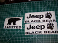 JEEP WRANGLER BLACK BEAR JK UNLIMITED VINYL DECAL SET