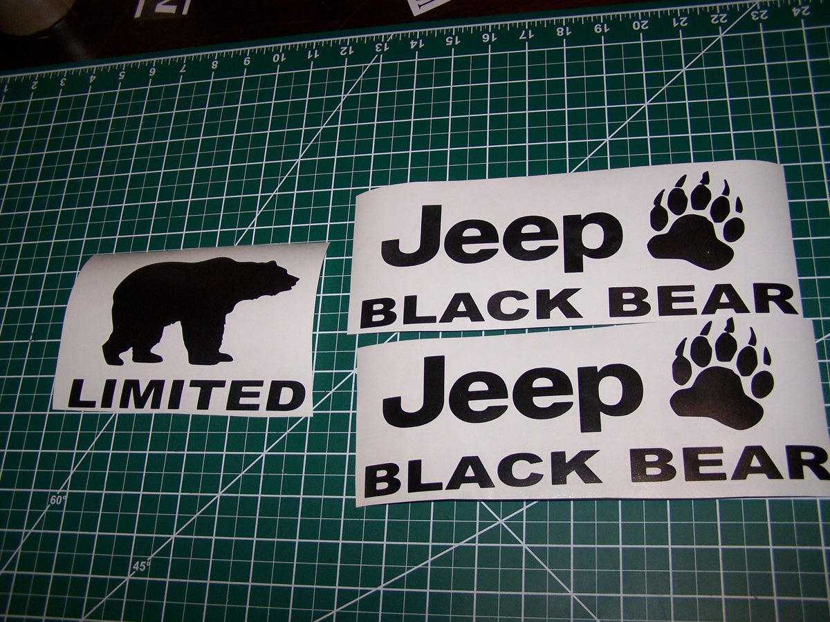 JEEP WRANGLER BLACK BEAR JK UNLIMITED VINYL DECAL SET