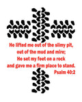 Two Color Tire tracks decal with verse Psalm 40:2 VINYL DECAL