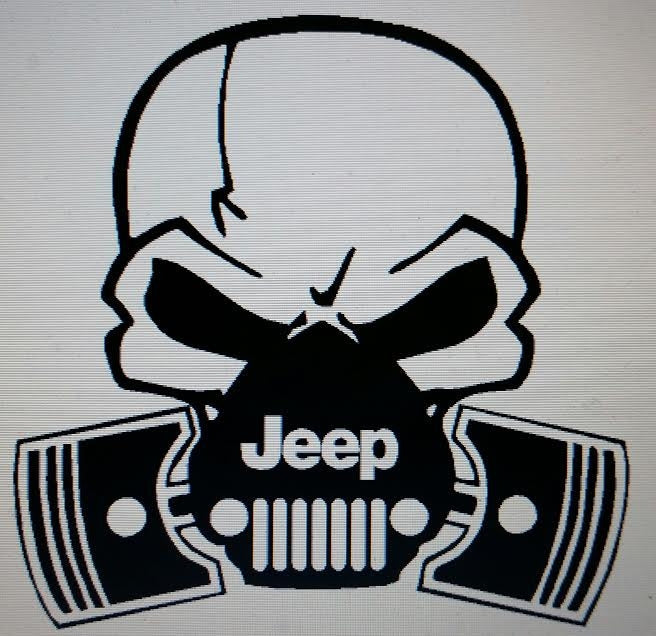 JEEP SKULL & PISTON VINYL STICKER DECAL WRANGLER TJ JK CJ JKU YJ