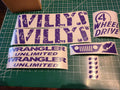 JEEP WILLYS EDITION COMPLETE SET OF DECALS WITH WHEEL LOGOS JKU