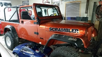 JEEP SCRAMBLER HOOD DECAL SET OF 2 CHOOSE COLOR/COLORS