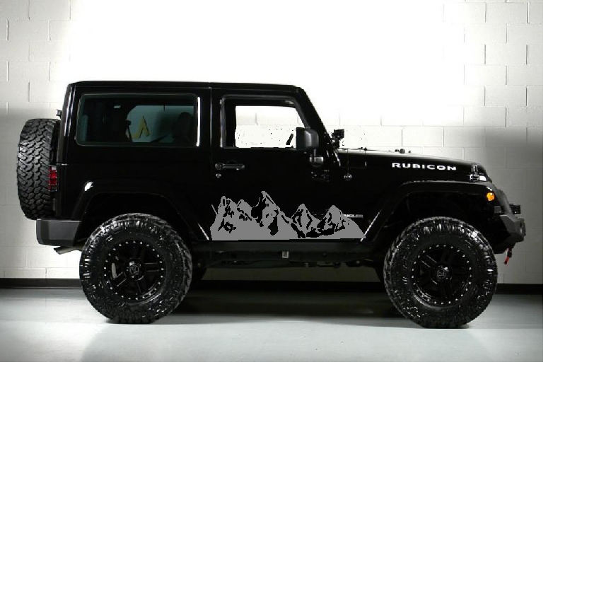 JEEP WRANGLER MOUNTAIN DECALS FULL SIDE SET OF 2 JK TJ LJ YJ CJ