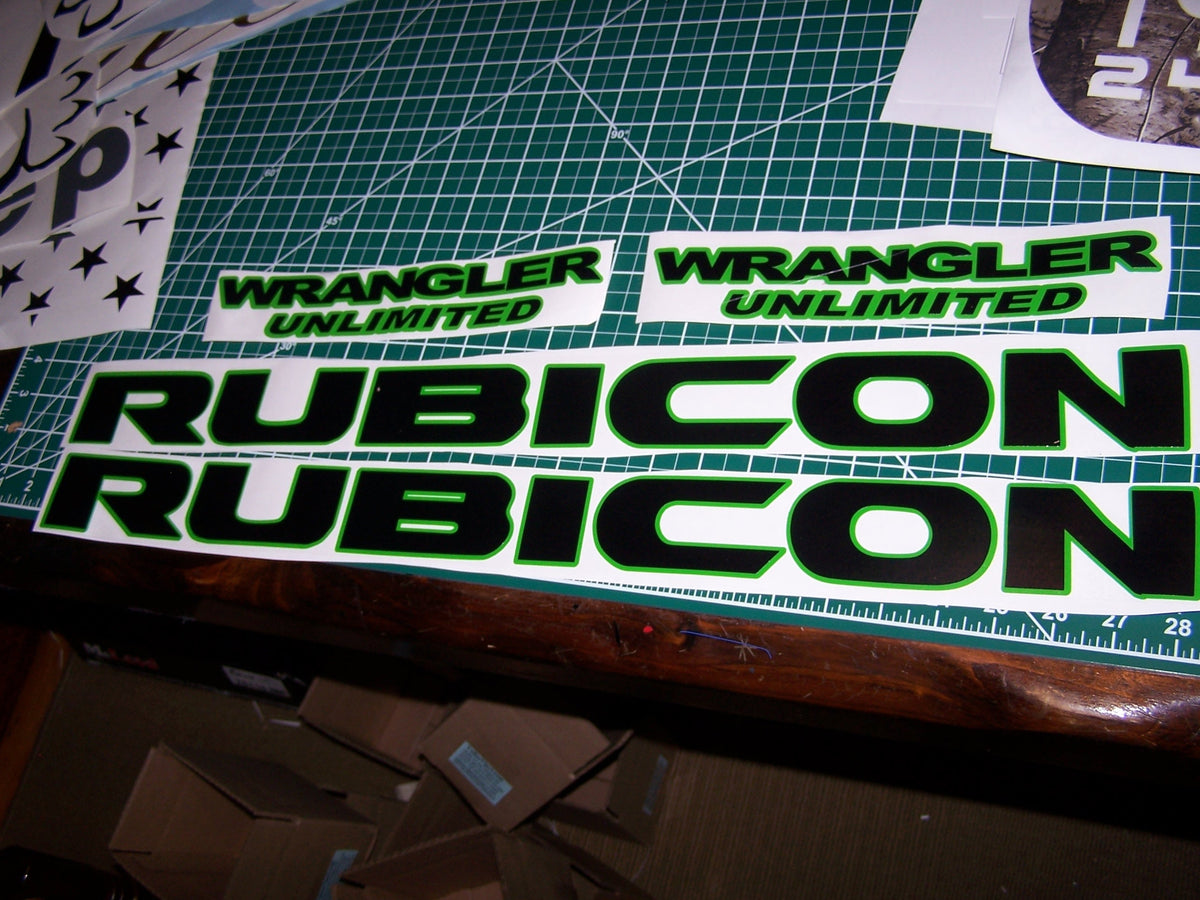 JEEP WRANGLER UNLIMITED RUBICON HOOD & FENDER DECAL SET 2 COLORS JK JKU