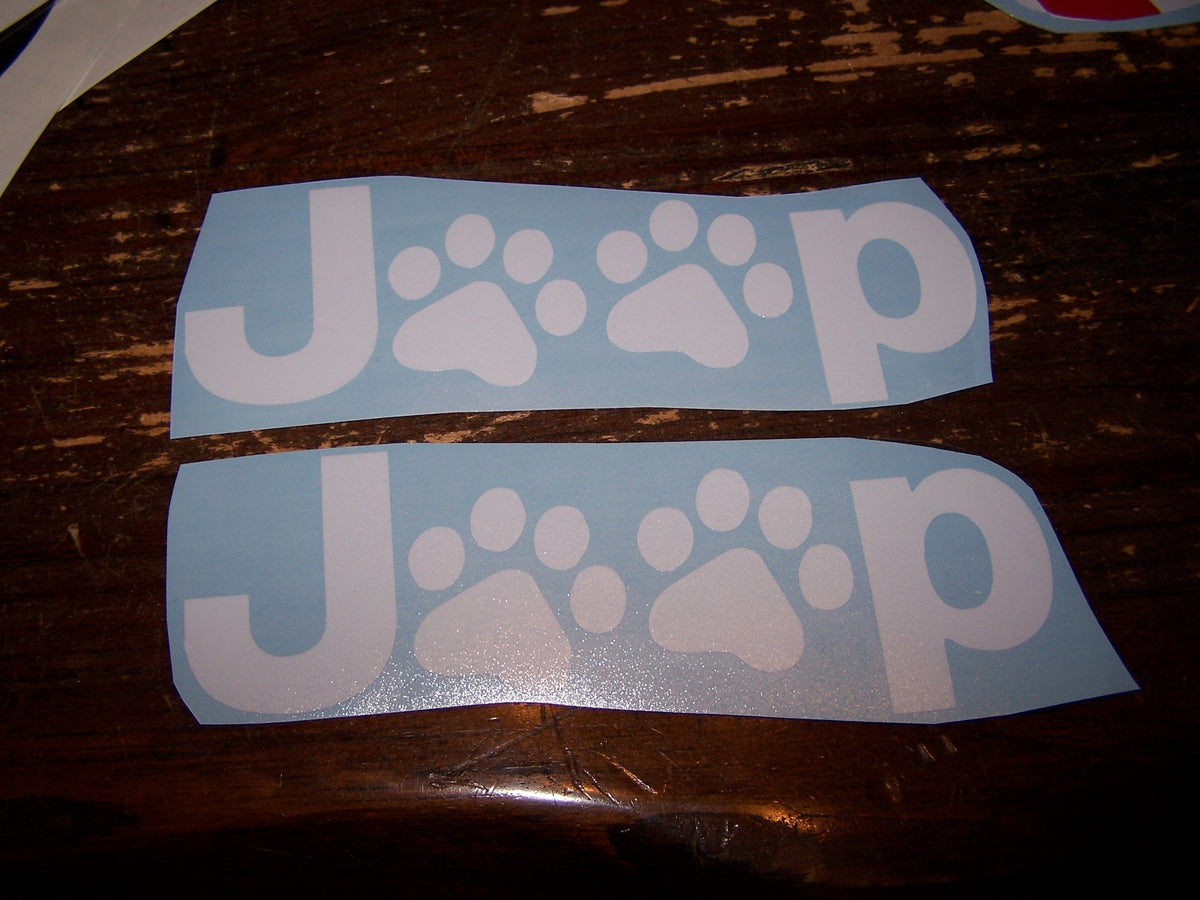 JEEP PAWS FENDER DECAL STICKER SET OF 2 WRANGLER RUBICON TJ JK