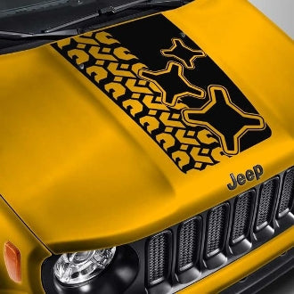Hood Decal For Jeep Renegade LOGO TIRE TRACK BLACKOUT 2015-2020