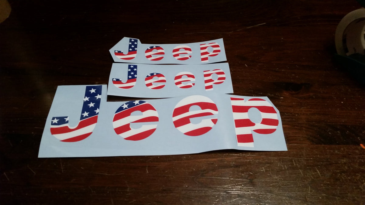 1975-86 JEEP CJ TAILGATE & FENDER AMERICAN FLAG DECAL KIT CJ7 SCRAMBLER
