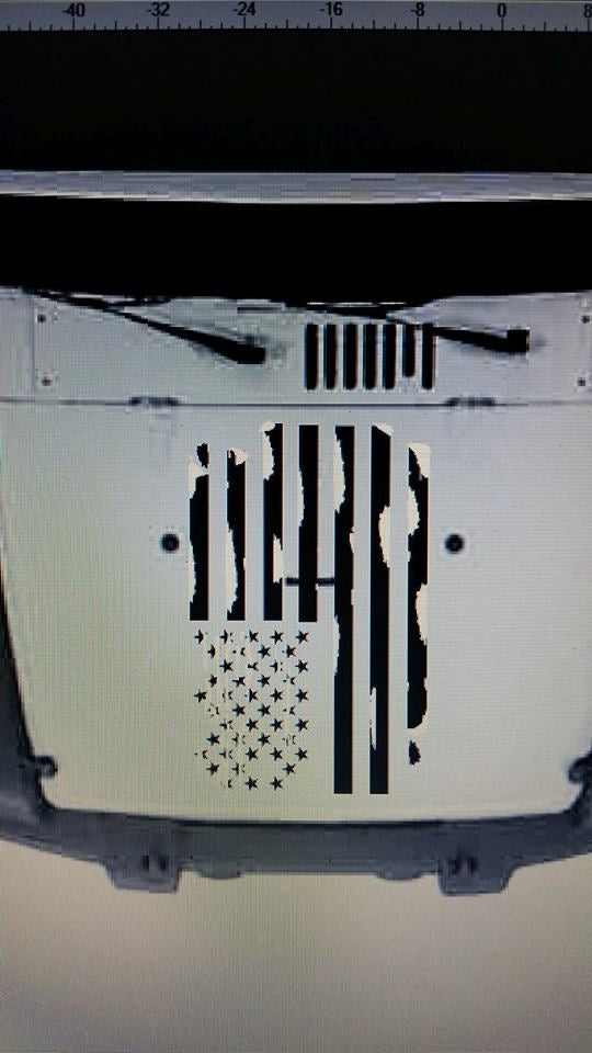JEEP WRANGLER DISTRESSED AMERICAN FLAG HOOD DECAL JK TJ YJ CJ #2