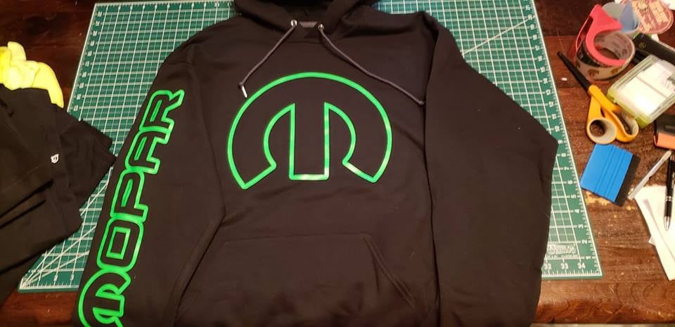 MOPAR HOODIE WITH SCRIPT ON SLEEVES AND LOGO ON FRONT
