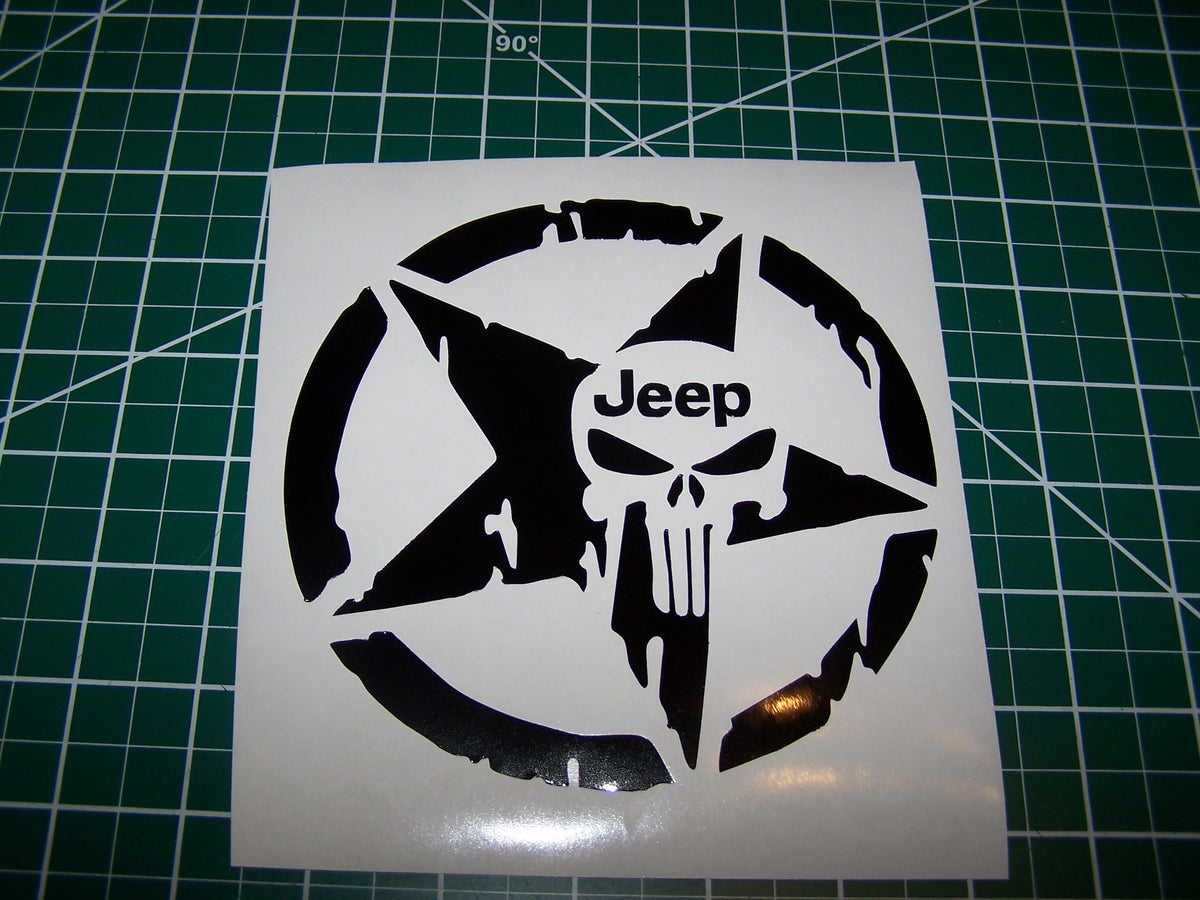 JEEP PUNISHER SKULL STAR VINYL DECAL STICKER