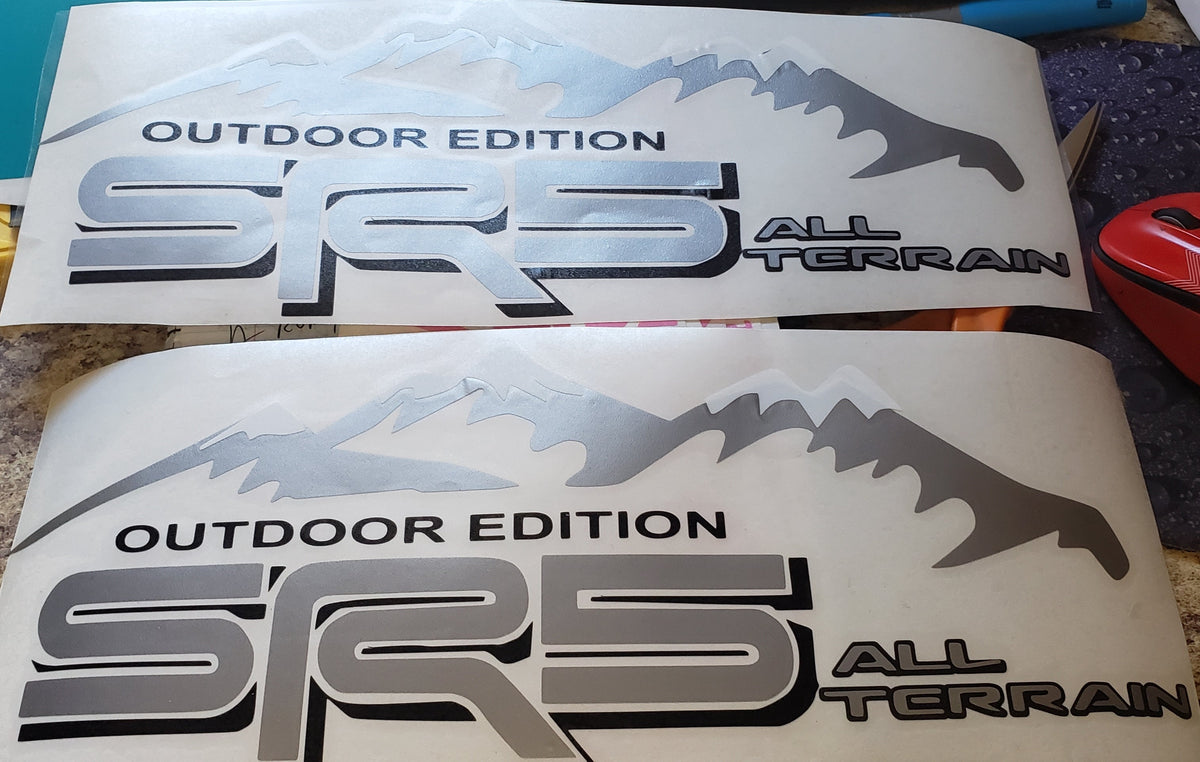 SR5 ALL TERRAIN BEDSIDE / WINDOW STICKER VINYL DECAL SET OF 2