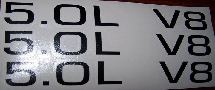 5.0L V8 HOOD SCOOP DECAL SET OF 3