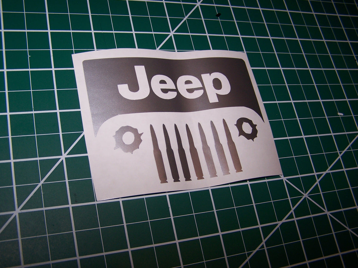 JEEP WRANGLER BULLETS AND HOLES GRILL DECAL STICKER