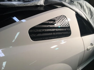10-14 MUSTANG QUARTER WINDOW DISTRESSED AMERICAN FLAG SET OF 2