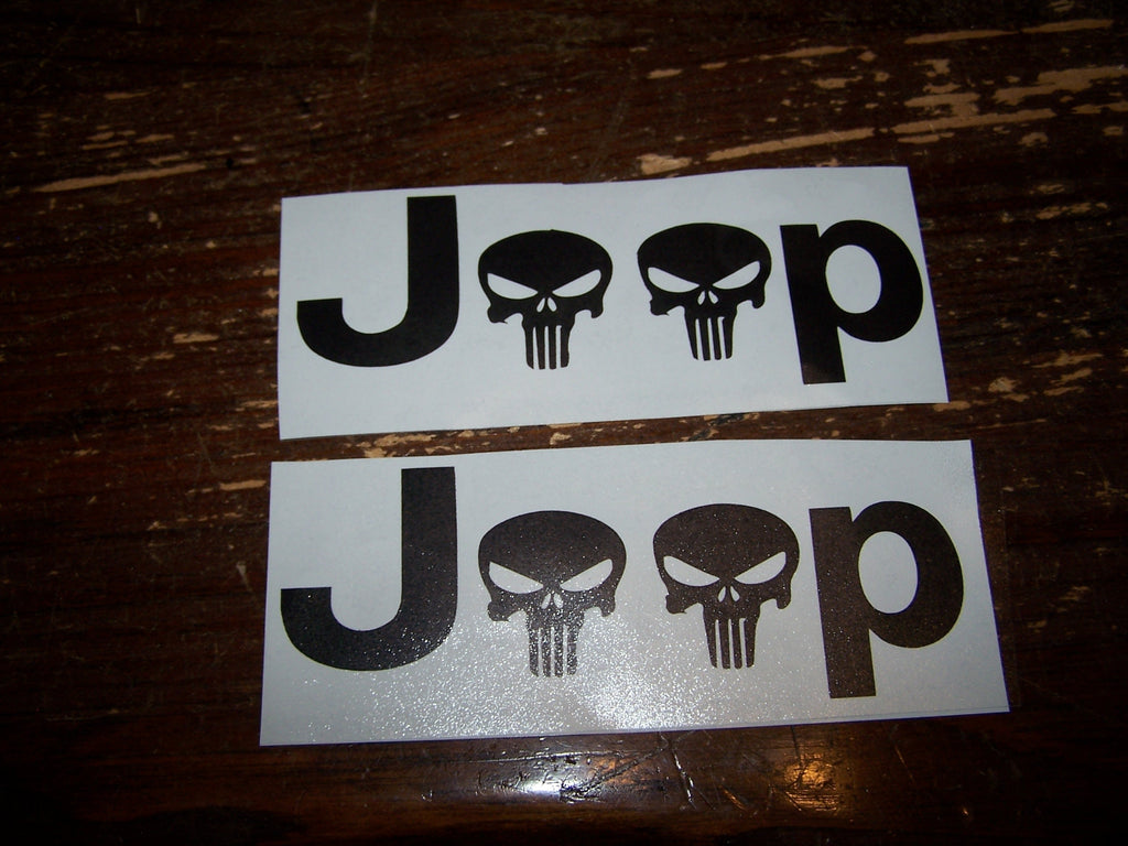 JEEP FENDER SKULL DECAL SET OF 2 WRANGLER CJ YJ SCRAMBLER