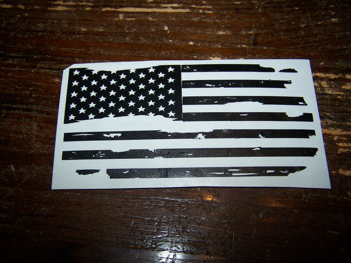 DISTRESSED SMALL AMERICAN FLAG VINYL DECAL STICKER