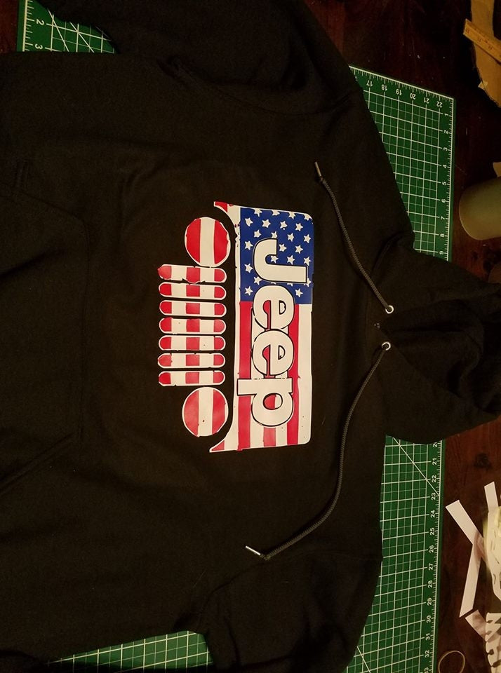 JEEP AMERICAN FLAG HOODIE CHOOSE SIZE HOODED SWEATSHIRT