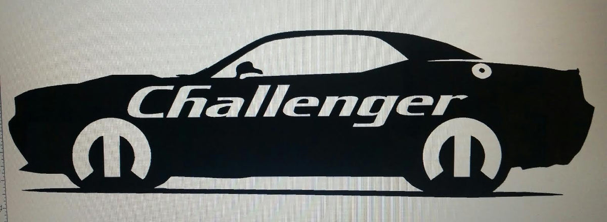 CHALLENGER W/ MOPAR LOGO & TEXT VINYL STICKER DECAL CHOOSE COLOR