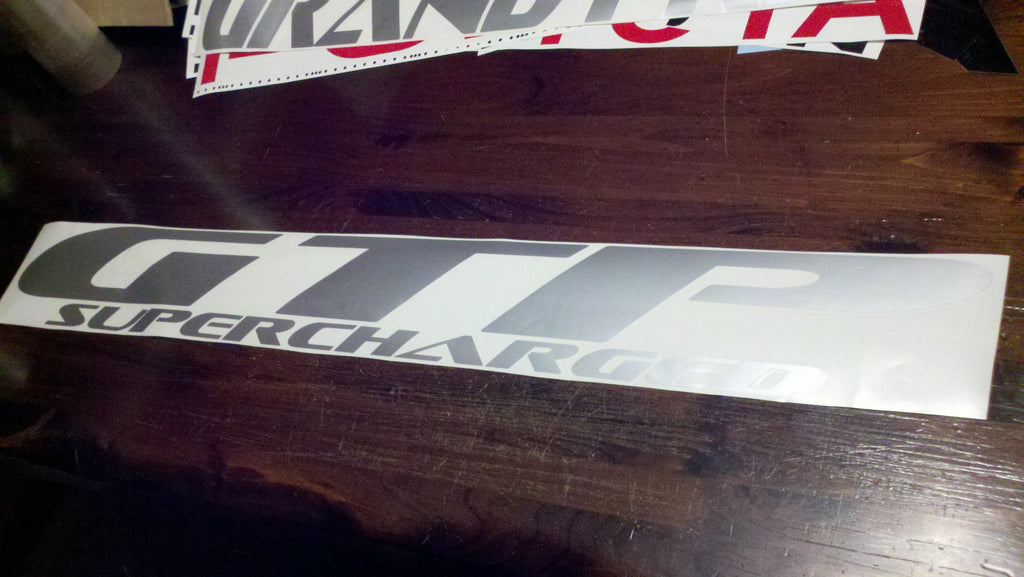 GRAND PRIX GTP SUPERCHARGED WINDSHIELD / WINDOW VINYL STICKER DECAL BANNER