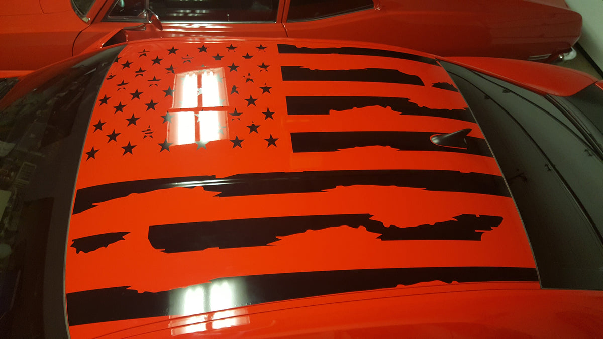 2010 -2024 CAMARO DISTRESSED AMERICAN FLAG FOR ROOF SS Z/28