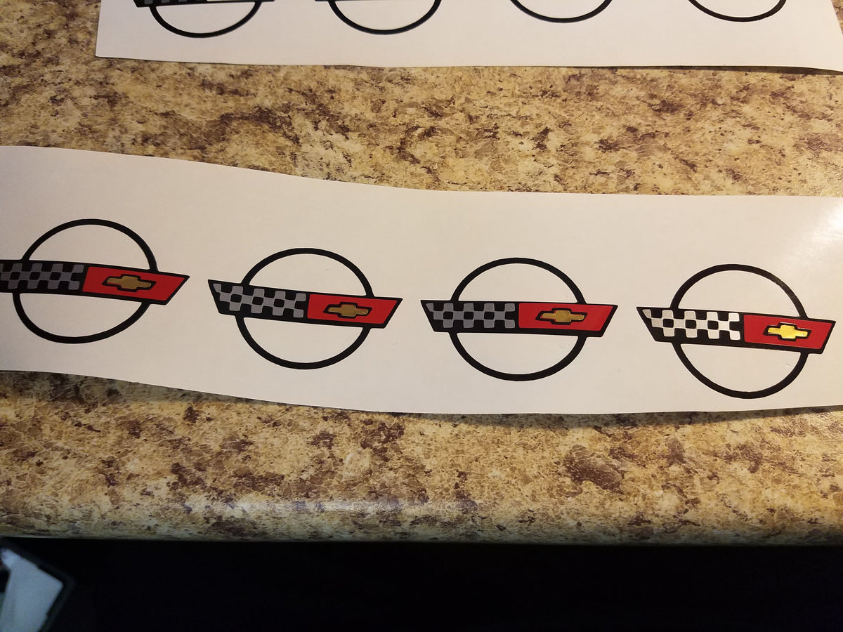 CORVETTE C4 LOGO WHEEL CENTER CAP DECAL SET OF 4 1984-1990