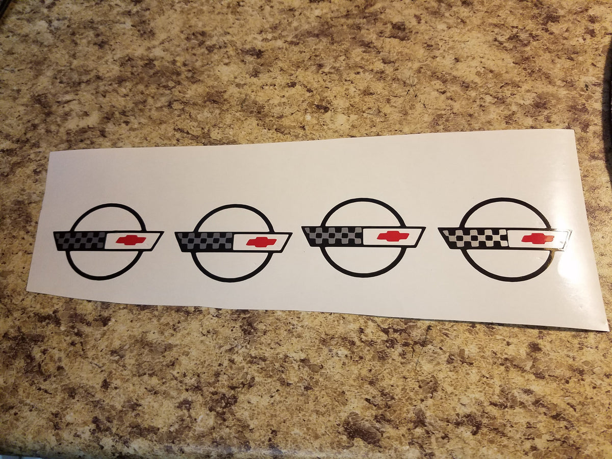 CORVETTE C4 LOGO WHEEL CENTER CAP DECAL SET OF 4 1984-1996
