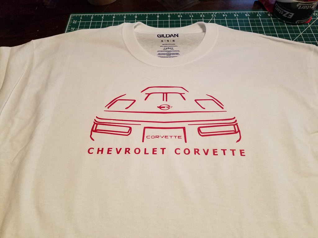 CORVETTE C4  SILHOUETTE T-SHIRT 91-96 FRONT AND BACK PRINT